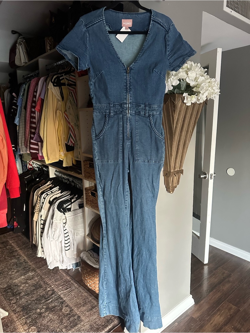Show Me Your MuMu Denim Blue Jumpsuit Romper